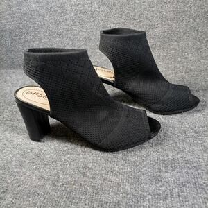 LifeStride Alita Heels Size 8.5‎ Black Knit Peep Toe Block Heel Stretch